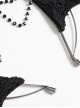 Black Velveteen Bat-Wings Shaped Halo Metal Carving Pieces Rhinestone Chains 3D Rose Decoration Queen Gothic Style Crown Headband