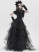 Black Velveteen Bat-Wings Shaped Halo Metal Carving Pieces Rhinestone Chains 3D Rose Decoration Queen Gothic Style Crown Headband