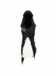 Breast-Wrapped Side Lace-Up Asymmetrical Hem Black Punk Woolen Cape