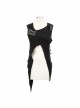 Breast-Wrapped Side Lace-Up Asymmetrical Hem Black Punk Woolen Cape