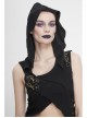 Breast-Wrapped Side Lace-Up Asymmetrical Hem Black Punk Woolen Cape