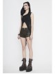 Breast-Wrapped Side Lace-Up Asymmetrical Hem Black Punk Woolen Cape