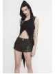 Breast-Wrapped Side Lace-Up Asymmetrical Hem Black Punk Woolen Cape