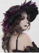 Purple Feather Black Lace Decoration Elegant Mysterious Ruffles Wide-Brimmed Gothic Style Lolita Cartilage Headband