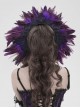 Purple Feather Black Lace Decoration Elegant Mysterious Ruffles Wide-Brimmed Gothic Style Lolita Cartilage Headband