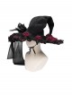 Black Organza Bow 3D Red Rose Decoration Folded Lace Trim Gothic Style Wizard Hat