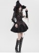 Black Organza Bow 3D Red Rose Decoration Folded Lace Trim Gothic Style Wizard Hat