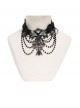 Black Bow Tassel Lace Trim Rose Decoration Exquisite Beaded Chains Gorgeous Cross Pendant Gothic Necklace