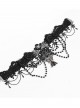 Black Bow Tassel Lace Trim Rose Decoration Exquisite Beaded Chains Gorgeous Cross Pendant Gothic Necklace
