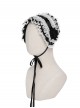 Black Rose Patterned White Double-Layered Lace Edges Sides 3D Flowers Decoration Gothic Style Lolita Headband