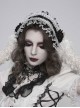Black Rose Patterned White Double-Layered Lace Edges Sides 3D Flowers Decoration Gothic Style Lolita Headband