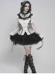 Black Rose Patterned White Double-Layered Lace Edges Sides 3D Flowers Decoration Gothic Style Lolita Headband