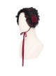 Black Red Rose Patterned Double-Layered Lace Edges Sides 3D Flowers Decoration Gothic Style Lolita Headband