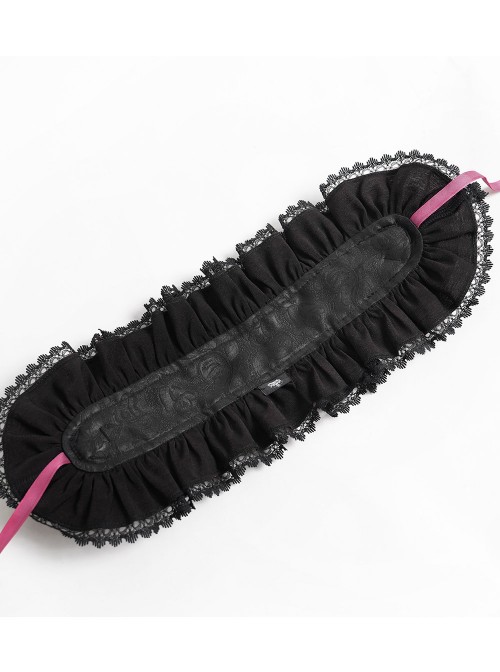 Black Red Rose Patterned Double-Layered Lace Edges Sides 3D Flowers Decoration Gothic Style Lolita Headband