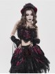 Black Red Rose Patterned Double-Layered Lace Edges Sides 3D Flowers Decoration Gothic Style Lolita Headband