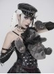 Black Short Plush Lace Chain Bondage Decoration Darkness Bunny Punk Style Lolita Sitting Doll