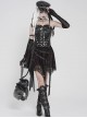 Black Short Plush Lace Chain Bondage Decoration Darkness Bunny Punk Style Lolita Sitting Doll