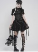 Black Short Plush Lace Chain Bondage Decoration Darkness Bunny Punk Style Lolita Sitting Doll
