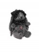 Black Short Plush Lace Chain Bondage Decoration Darkness Bunny Punk Style Lolita Sitting Doll