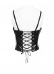 Black Dark-Patterned Glossy Leather Chest Spiked Rivet Decoration Punk Style Tube Top Slip Corset