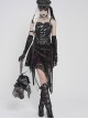Black Dark-Patterned Glossy Leather Chest Spiked Rivet Decoration Punk Style Tube Top Slip Corset