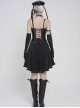 Black Dark-Patterned Glossy Leather Chest Spiked Rivet Decoration Punk Style Tube Top Slip Corset
