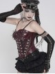 Red Dark-Patterned Glossy Leather Chest Spiked Rivet Decoration Punk Style Tube Top Slip Corset