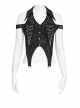 Black Snakeskin Print Woven Halter Neck Off-Shoulder Sides Metal Chains Decoration Punk Style Sleeveless Shirt