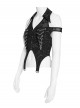 Black Snakeskin Print Woven Halter Neck Off-Shoulder Sides Metal Chains Decoration Punk Style Sleeveless Shirt