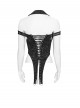 Black Snakeskin Print Woven Halter Neck Off-Shoulder Sides Metal Chains Decoration Punk Style Sleeveless Shirt