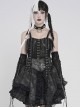 Black Snakeskin Knit Chains Hanging Design Metal Webbing Decoration Vest Punk Style Slip Short T-Shirt