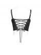 Black Snakeskin Knit Chains Hanging Design Metal Webbing Decoration Vest Punk Style Slip Short T-Shirt