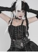 Black Snakeskin Knit Chains Hanging Design Metal Webbing Decoration Vest Punk Style Slip Short T-Shirt