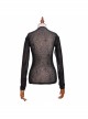 Elastic Spider Web Splice Knitted Round Collar  Transparent Back Lace Black Punk T-Shirt