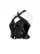 Black Mirrored Leather Crisscross Halter-Neck Front Five-Pointed Star Zipper Vest Punk Style Cropped T-Shirt
