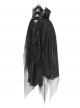Black Mirrored Leather One-Piece Waistband Flocked Printed Mesh Splicing Glossy Vertical Striped Knit Stiff Puff Hem Cyberpunk Style Long Skirt