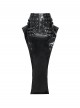 Black Mirrored Leather Front Rib-Shaped Loops Fishtail Curved Design Hem Punk Style Skirt