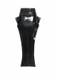 Black Mirrored Leather Front Rib-Shaped Loops Fishtail Curved Design Hem Punk Style Skirt