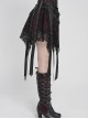 Black Skull Mesh Splicing Red Snakeskin Leather Irregular Pointed Hem Multi-Loop Webbing Decoration Punk Style Mid-Waisted Mini Skirt