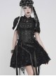 Black Distressed Two-Tone Woven Low-Cut Ruffled Design Back Pointed Hem Punk Style Short Vest