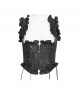 Black Distressed Two-Tone Woven Low-Cut Ruffled Design Back Pointed Hem Punk Style Short Vest