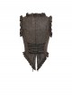 Brown Distressed Two-Tone Woven Low-Cut Ruffled Design Back Pointed Hem Punk Style Short Vest