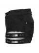 Black Twill Denim Distressed Knits Decoration Sides Hollow-Out Personality Metal Loops Punk Style Shorts