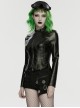 Black Rubberized Knit Segmented Cutting Slim Fit Futuristic Cyberpunk Style Long Sleeves Jacket