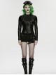 Black Rubberized Knit Segmented Cutting Slim Fit Futuristic Cyberpunk Style Long Sleeves Jacket