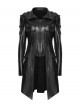 Black Rubberized Knit Shoulder Metal Chain Decoration Front Short Back Long Hem Vintage Slim Fit Punk Style Functional Jacket