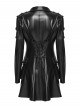 Black Rubberized Knit Shoulder Metal Chain Decoration Front Short Back Long Hem Vintage Slim Fit Punk Style Functional Jacket