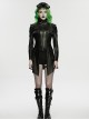 Black Rubberized Knit Shoulder Metal Chain Decoration Front Short Back Long Hem Vintage Slim Fit Punk Style Functional Jacket