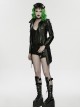 Black Rubberized Knit Shoulder Metal Chain Decoration Front Short Back Long Hem Vintage Slim Fit Punk Style Functional Jacket