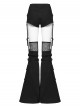 Black Denim Sides Drawstring Design Shorts Detachable Flared Leg Warmers Punk Style Pants